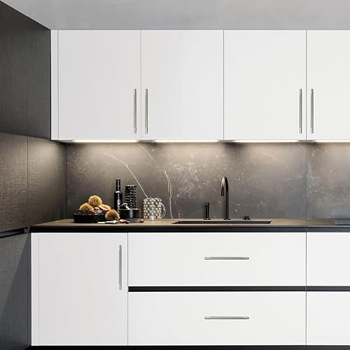 Miniatura 3 de Paquete de 10 tiradores de gabinete de níquel satinado cepillado de 7-12 pulgadas (7.559 in), manijas moleteadas para gabinetes de cocina, tiradores