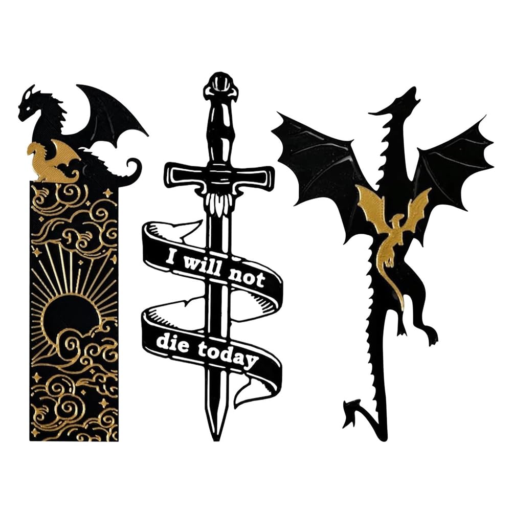 Netoches MarcapáGinas de DragóN para Hombres, Accesorios de Libros para Amantes de la Lectura, Marcadores de Libros para Leer Dragones Negros y Dorados