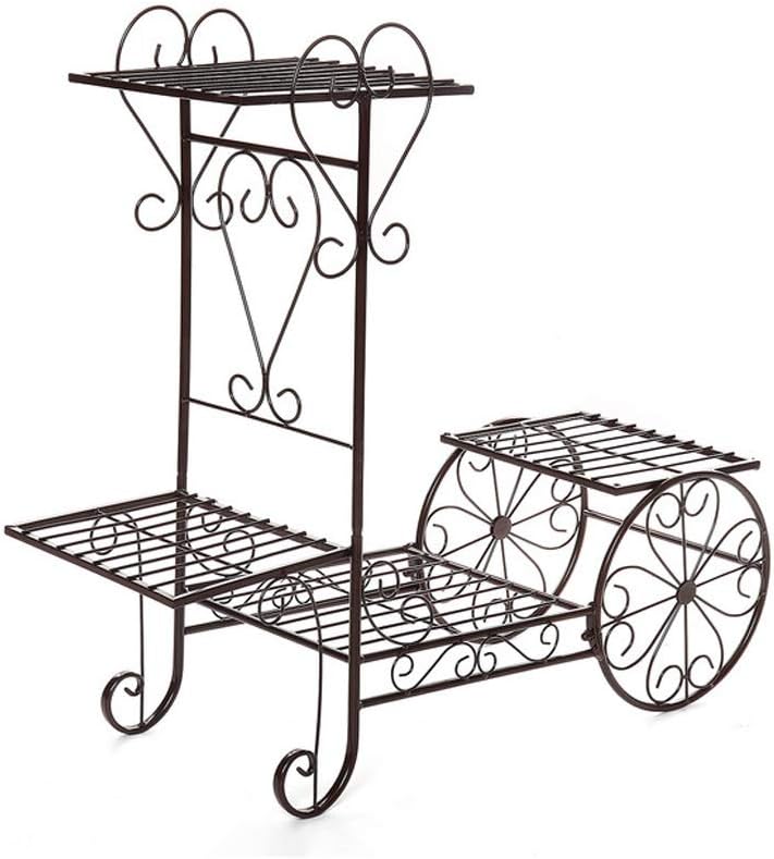 4 Layers Plants Stand Flower Rack Metal Flower Stand Indoor Plant Shelves Multi-story Outdoor Metal Floor Shelf Balcony(Black)