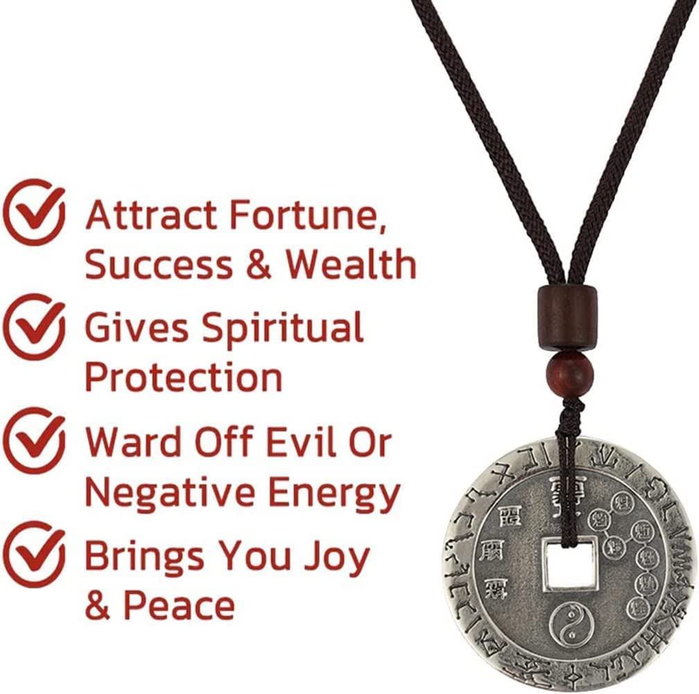Amazon｜富の幸運のための風水ネックレス、風水コインネックレス、風水ペンダントネックレス、運を改善する家族の幸運、男性のためのコインのネックレスを向上させる  (1PCS)｜インテリア オンライン通販