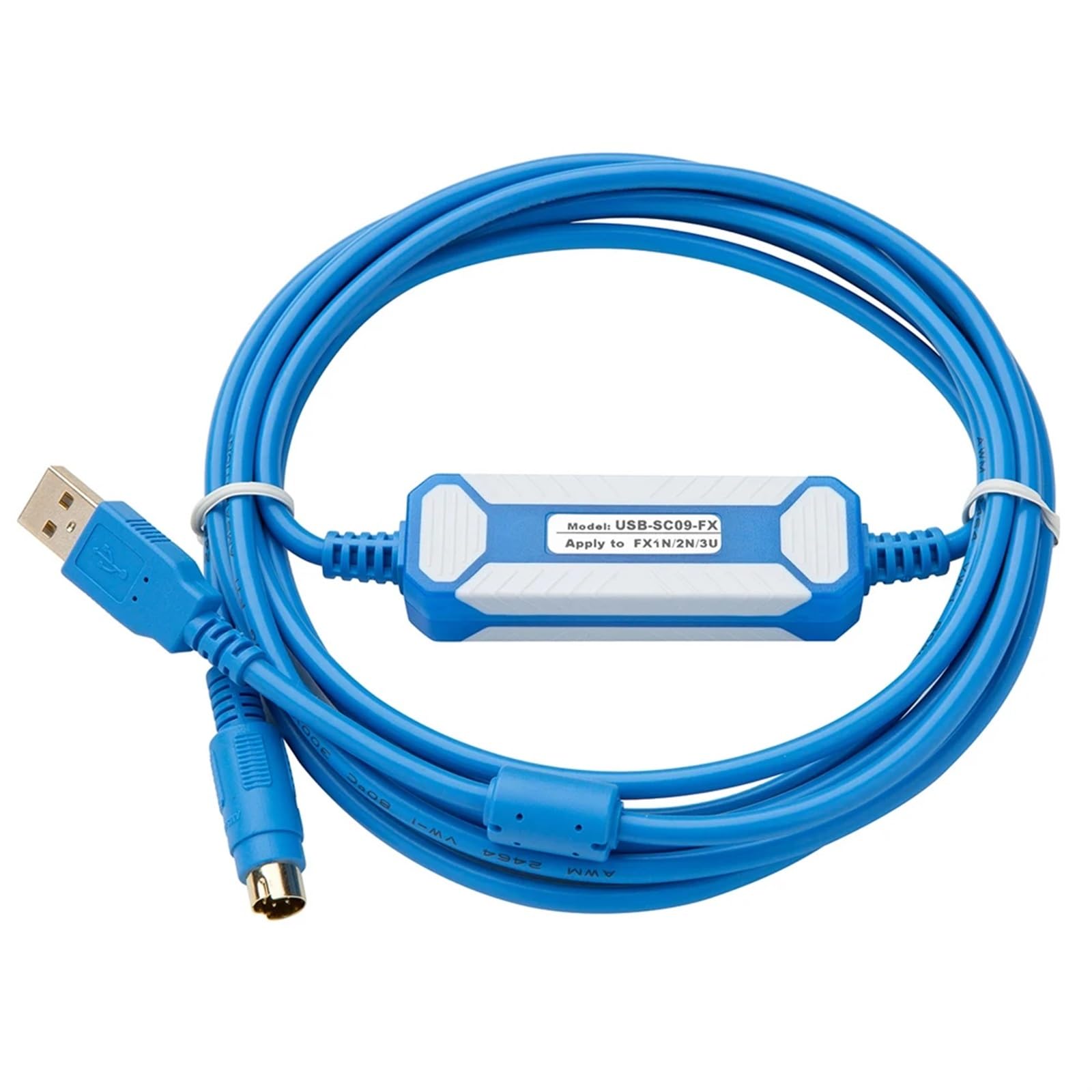 JDOUNFMO Chip Cable USB-SC09-FX Compatible with for FX1N 2N 1S 3U Series PLC Programming Cable Data Download Cable (Color : Gold-Plated, Size : 3m)