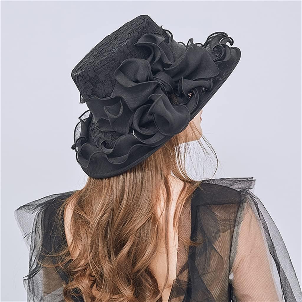 MZDM Temperament Foldable Female Hat Soft Lace Bow Sunshade Hat Summer Outdoor Sunscreen Sun Hat (Color : E, Size : 56-58cm) : Clothing, Shoes & Jewelry