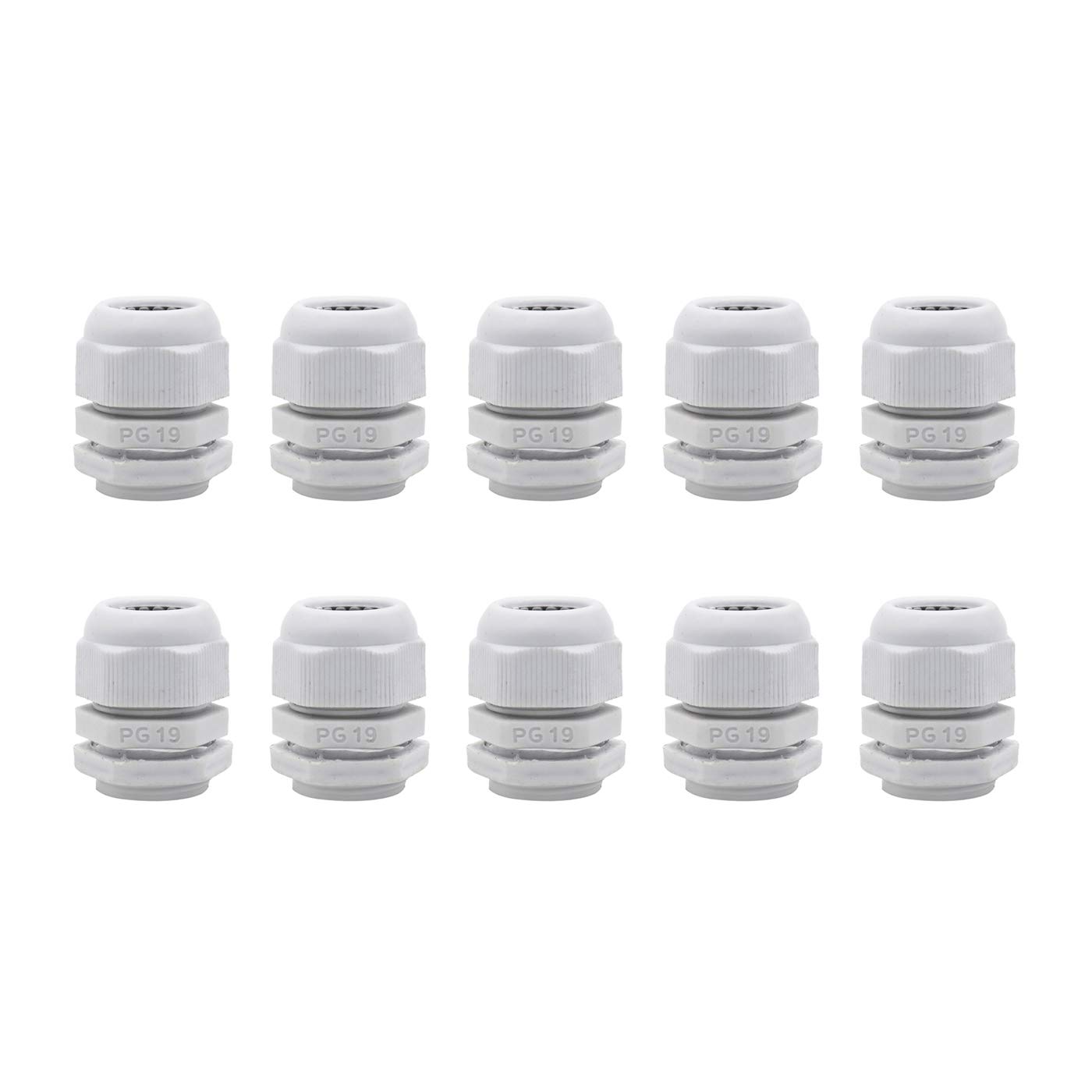 10pcs PG19 Cable Gland Waterproof Plastic Joint Adjustable Locknut White for 12mm-15mm Dia Cable Wire-image-25