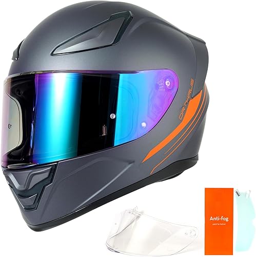 OTS Dual Visor Full-Face Motorcycle Helmet - DOT Certified, Lightweight ABS, Quick-Release Buckle, Washable Liner for Men & Women