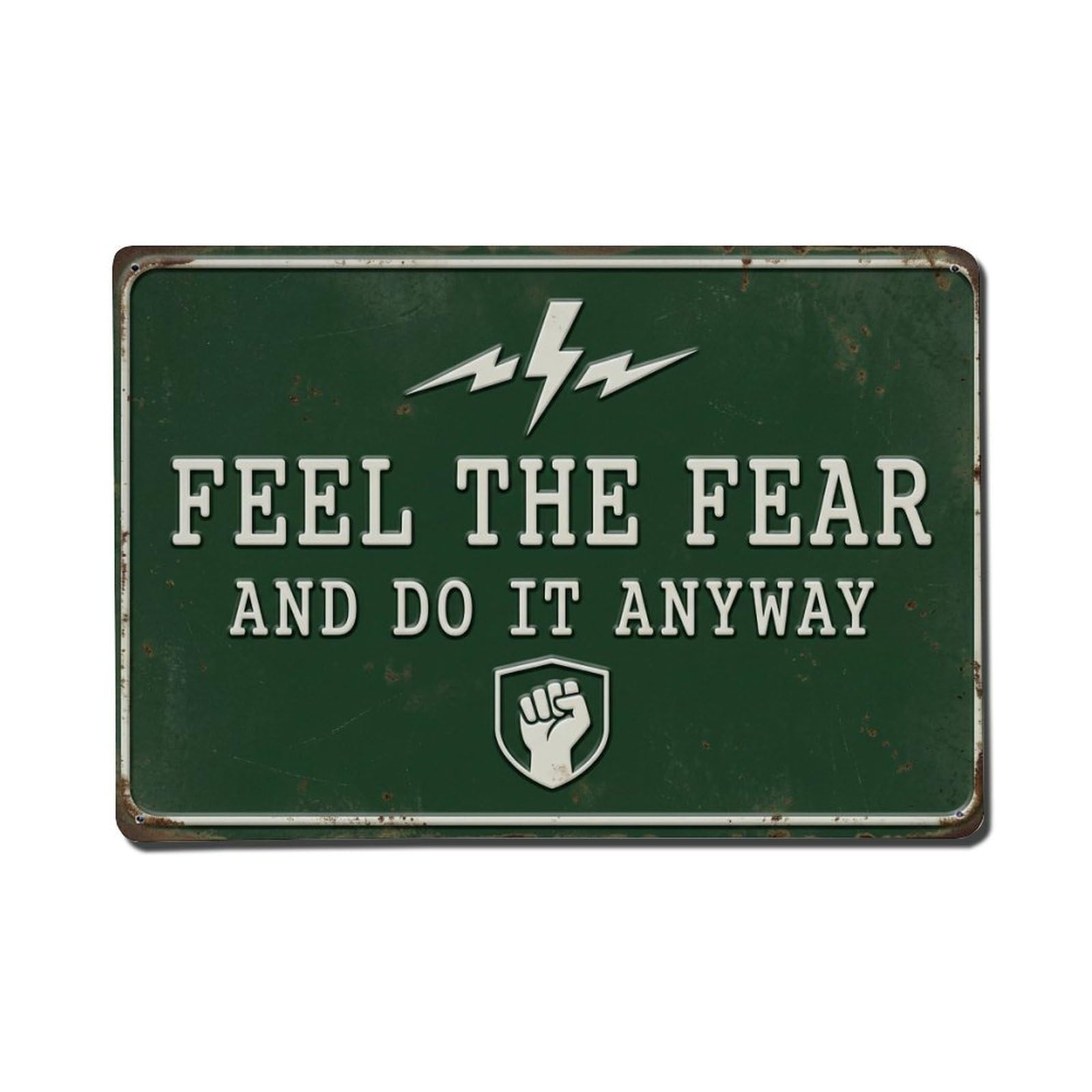 Feel Fear Anyway Corridor Retro Motivational Slogans Metal Tin Sign Plaque Wall Decor for Cafe, Club Bar, Office, Home Garden Metal Poster 8x12Inch