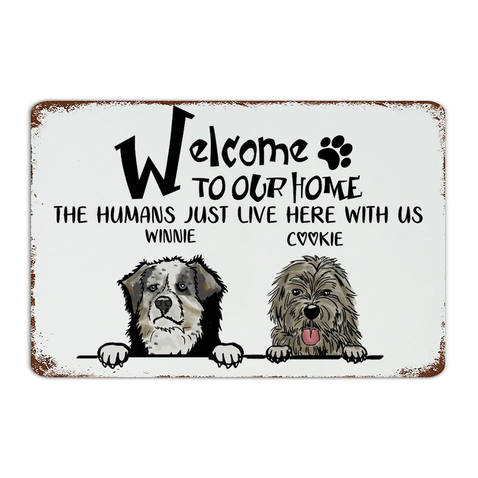Plaque en métal personnalisée avec nom de chien et chat, le cadeau idéal pour crémaillère