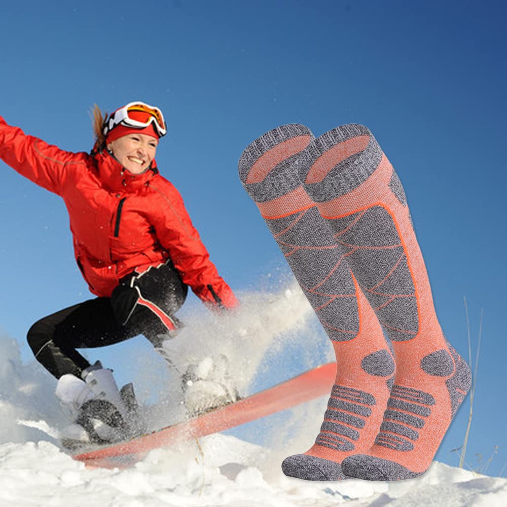 Bseical Lot De 2 Chaussettes De Ski Haute Performance Pour Femme Et Enfant 35-39, Pour Sports D'Hiver, Snowboard, Alpinisme, Randonnée