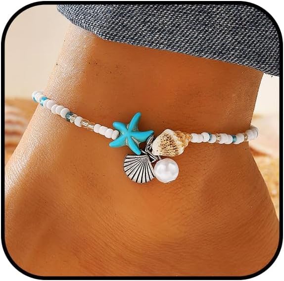 Ankle Bracelet for Women Waterproof Anklet Elastic Heart Anklet Stretchy Ankle Bracelet Colorful Beaded Anklet Boho Love Ankle Bracelet Silver Summer Beach Anklet Jewelry Accessories