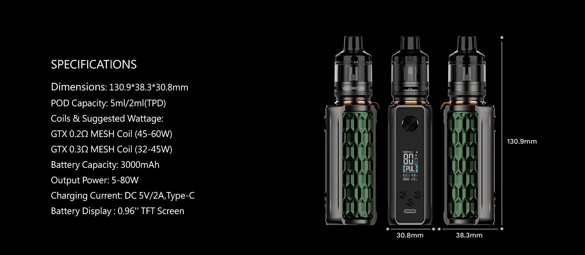 Vaporesso Target 80 Kit | Original Vaporesso 80W 3000mAh Target 80 Mod avec 5ML GTX Pod Tank 26 et GTX Coil Electronic Cigarette Vaporisateur no nicotine no liquid : Amazon.fr: High-Tech Vaporesso Target 80 Kit | Original Vaporesso 80W 3000mAh Target 80 Mod avec 5ML GTX Pod Tank 26 et GTX Coil Electronic Cigarette Vaporisateur no nicotine no liquid : Amazon.fr: High-Tech