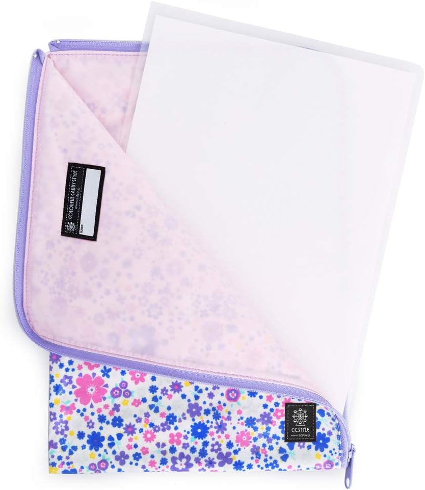 N4073100 Zipper Closure Bag (A4 Compatible) Airy Shower with Flower Pattern (Lavender)