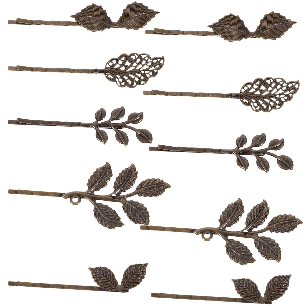 10PCS Retro Leaf Hair Clip Vintage Hair Pin Retro Bobby Pin Delicate Bronze Hair-Barrette Ornament for Women Girl (1/2/3/4/5)