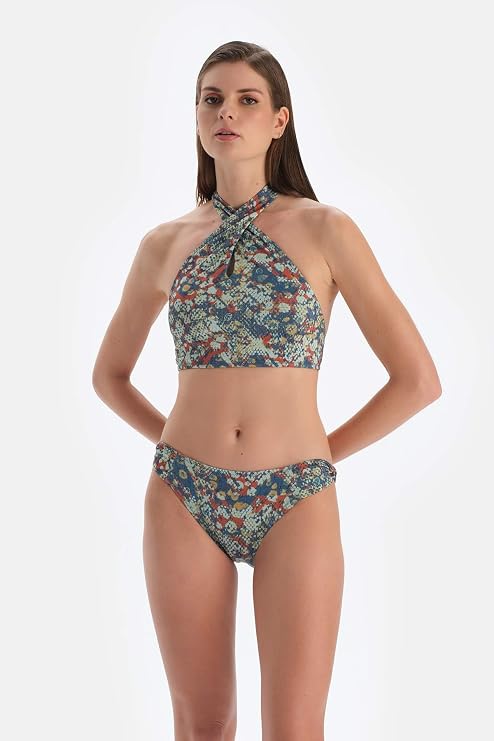 Dagi Kadın Halter Yaka Bikini Üst Kiremit-Mavi 36