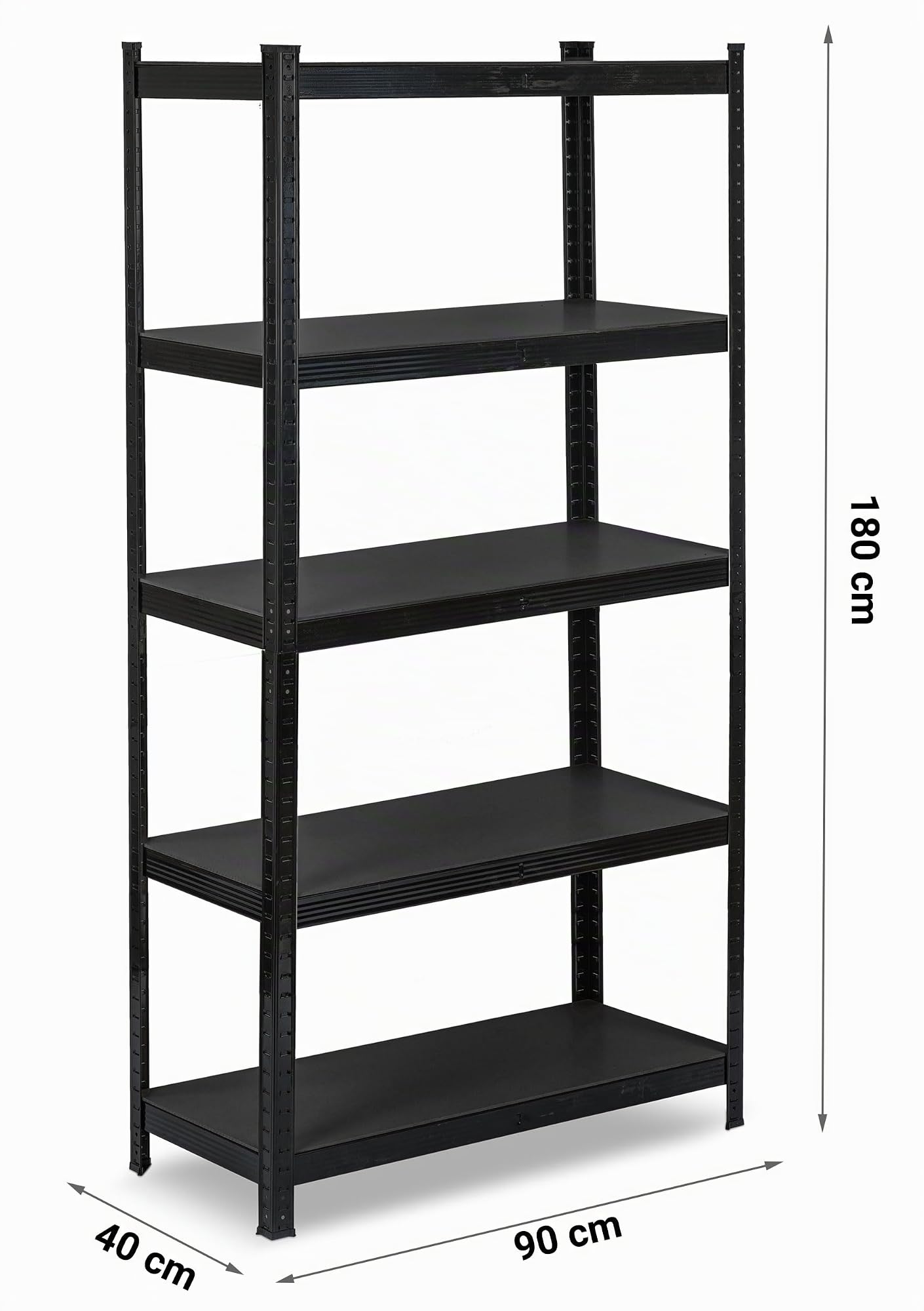 Humberg Regal Kellerregal Lagerregal Metallregal Schwerlastregal Belastbar Bis 875 kg 5 Ablagen Abgerundete Ecken 180 x 90 x 40 cm Schwarz