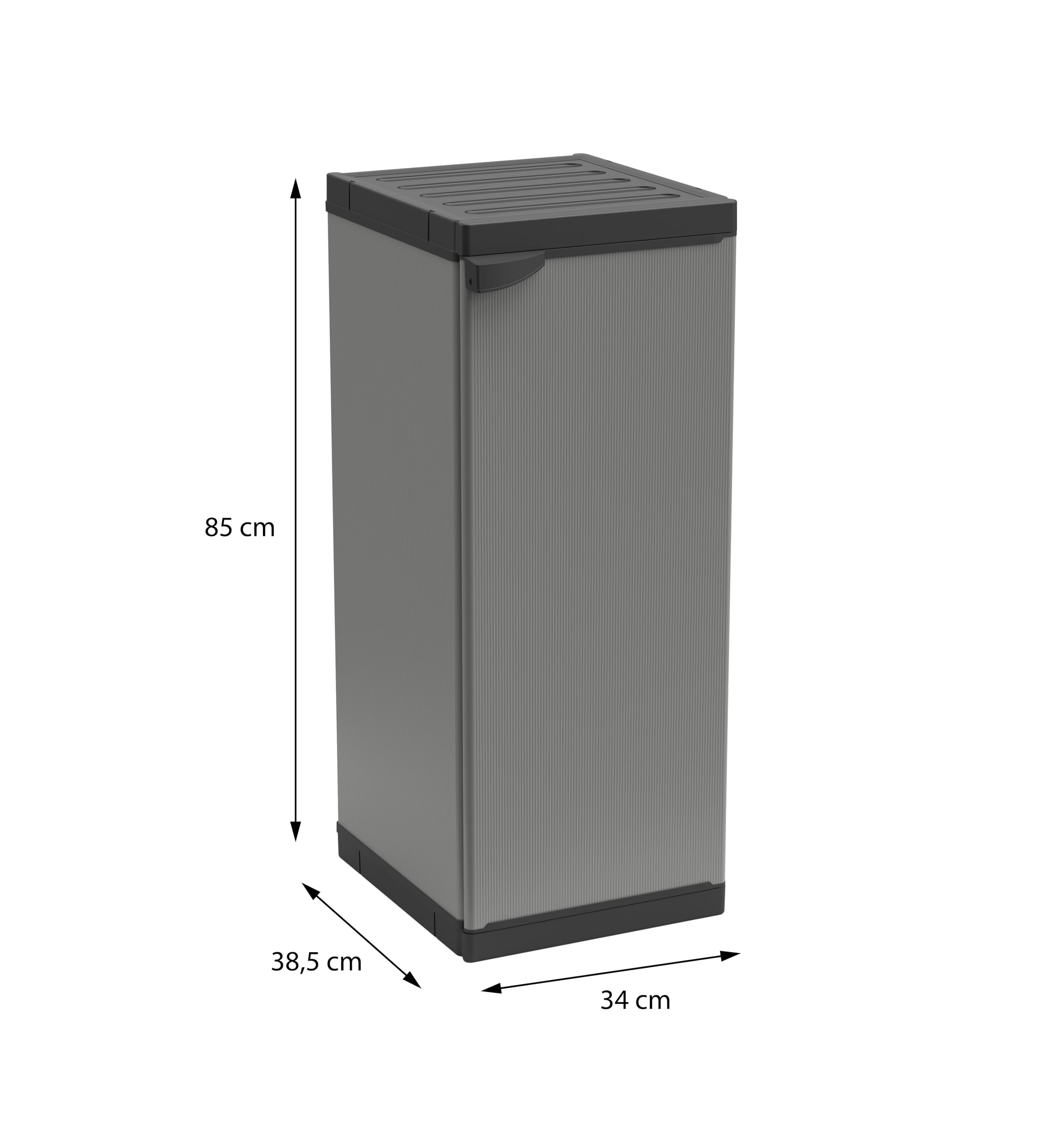 Adventa Schrank aus Polyvinylchlorid und PP, 1 Tür, 1 Einlegeboden, einfach zu montieren, modulares System, robust, geeignet für Innen- und Außenbereiche, 34 x 40 x 85 cm, grau und schwarz, klein, 4