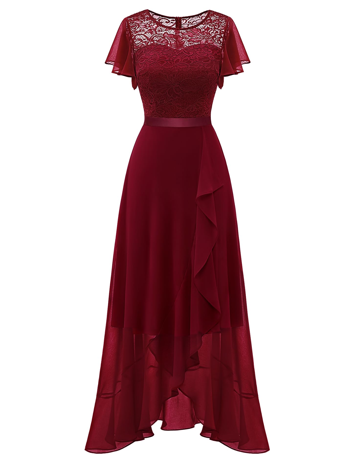 Berylove Vestido de noche largo y elegante para boda, vestido de cóctel, elegante, con mangas, cintura elástica
