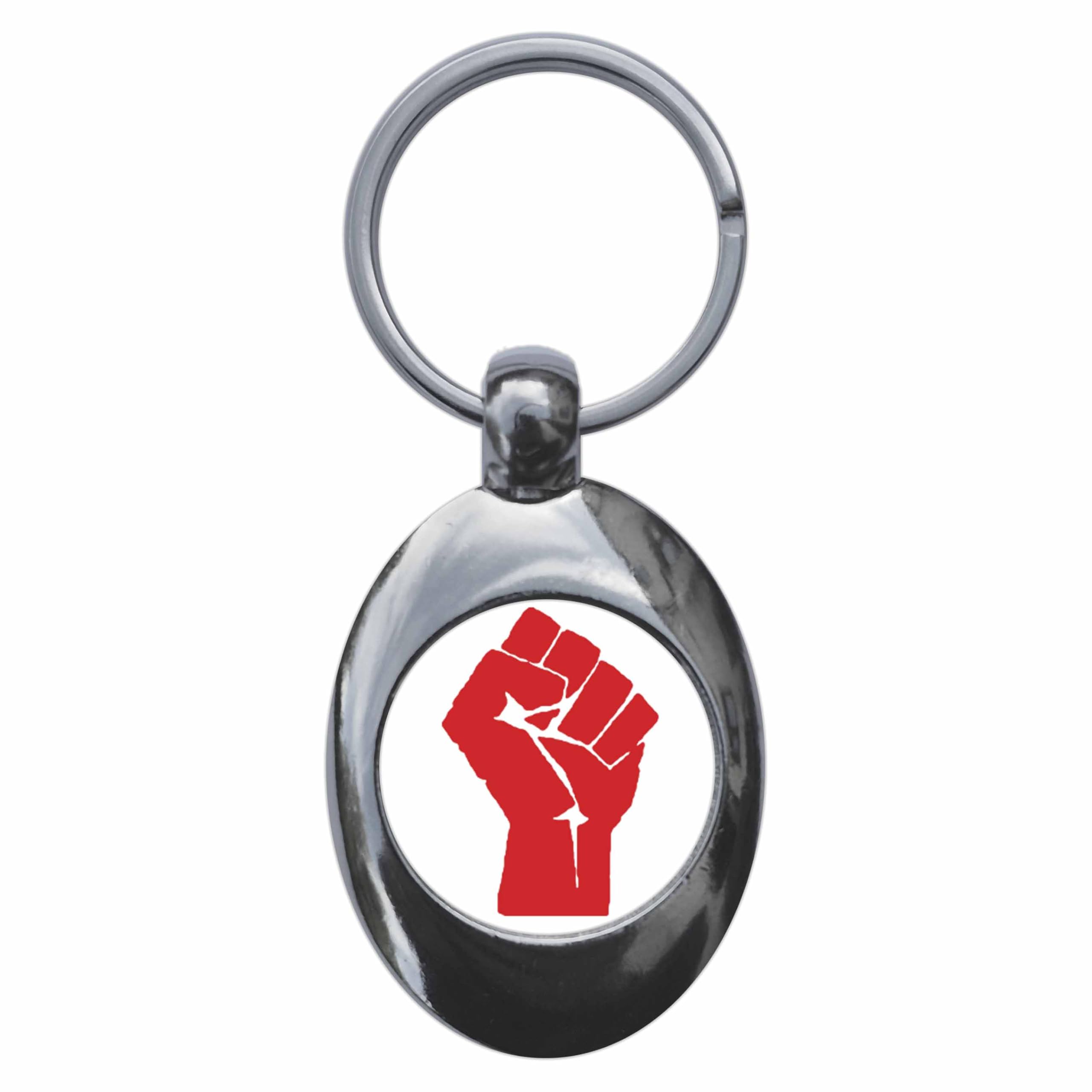 Ozorath Red Solidarity Fist Keyring Keychain Key Ring Chain With Trolley Coin