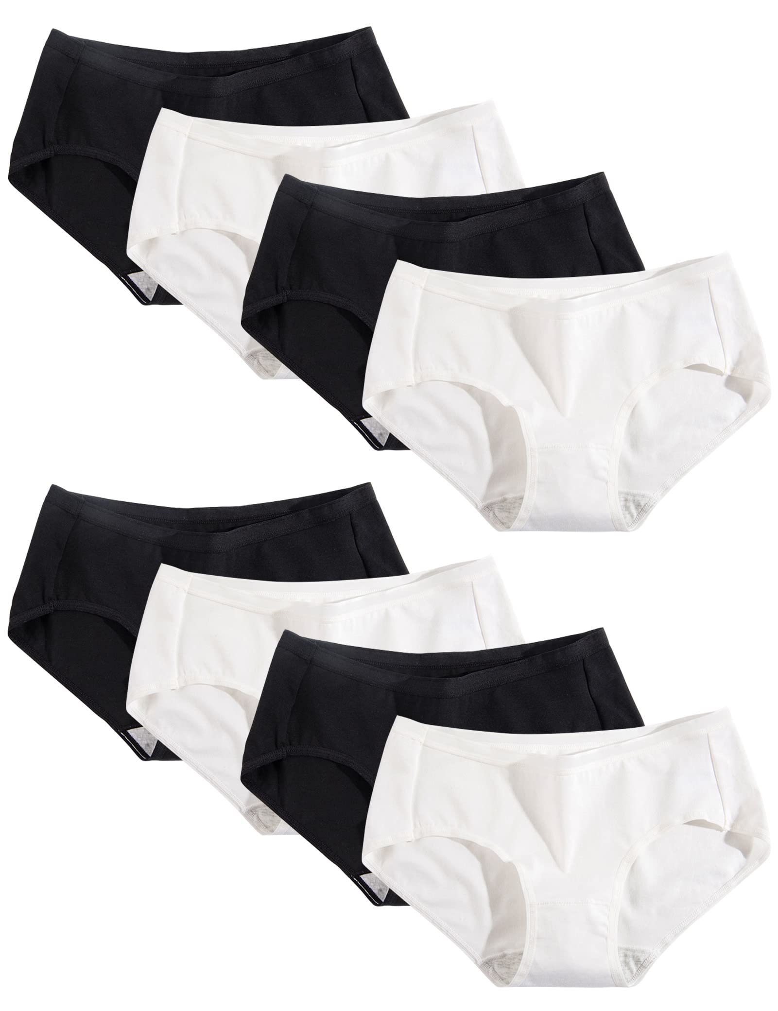 Kiench Teen Girls Underwear Bikini Cotton Hipster Panties 8-Pack