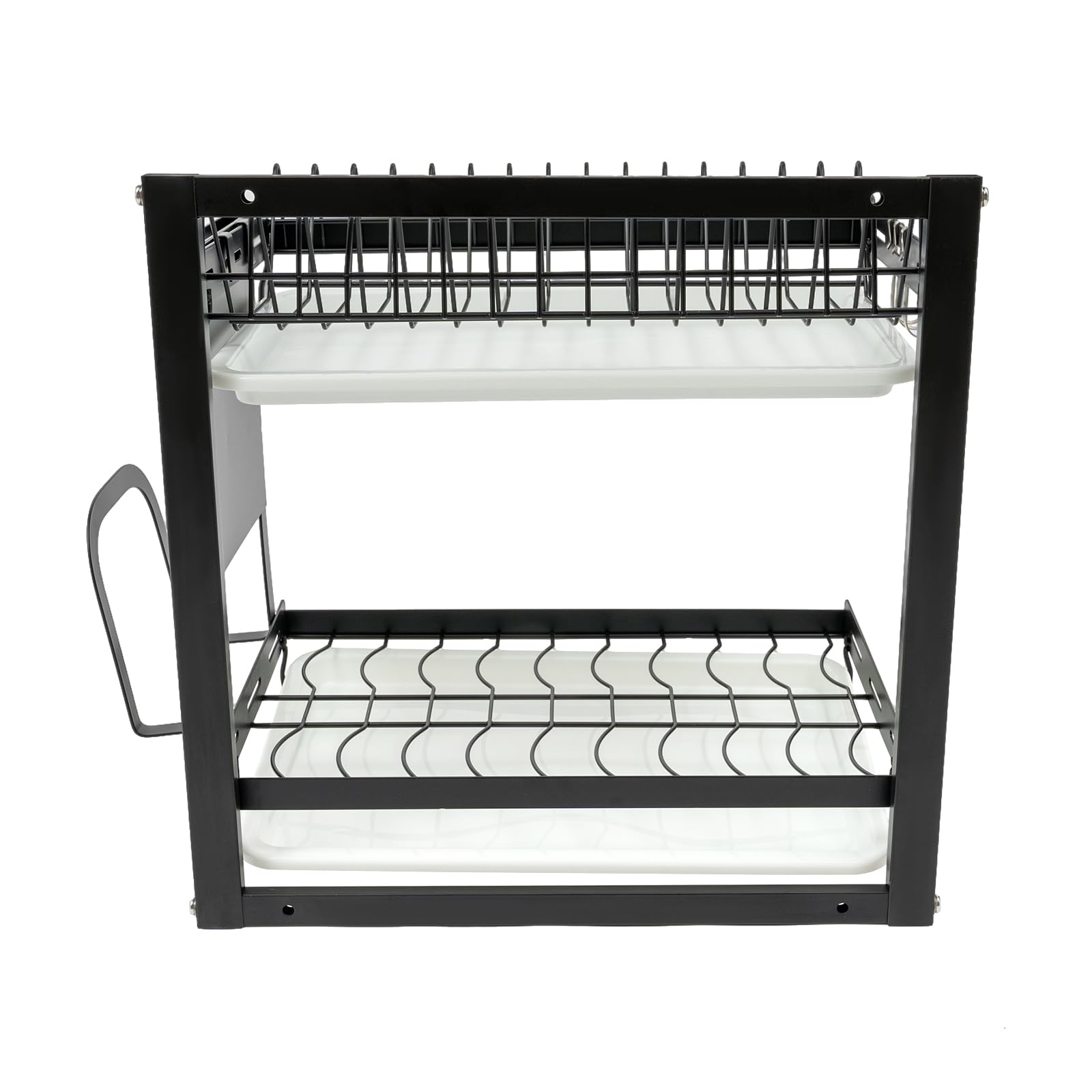 Organizador de cocina de 2 niveles, acero inoxidable montado en la pared | Soporte para cuchillos de cocina con bandeja de goteo, tabla de cortar y 3 ganchos para cocina, cafetería bar