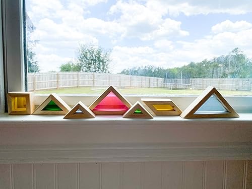 Miniatura 5 de BOHS Tangram translúcido con tarjetas de actividades multilingües – 1 pulgada de grosor – Regalo preescolar – Accesorios de mesa de luz para jardín