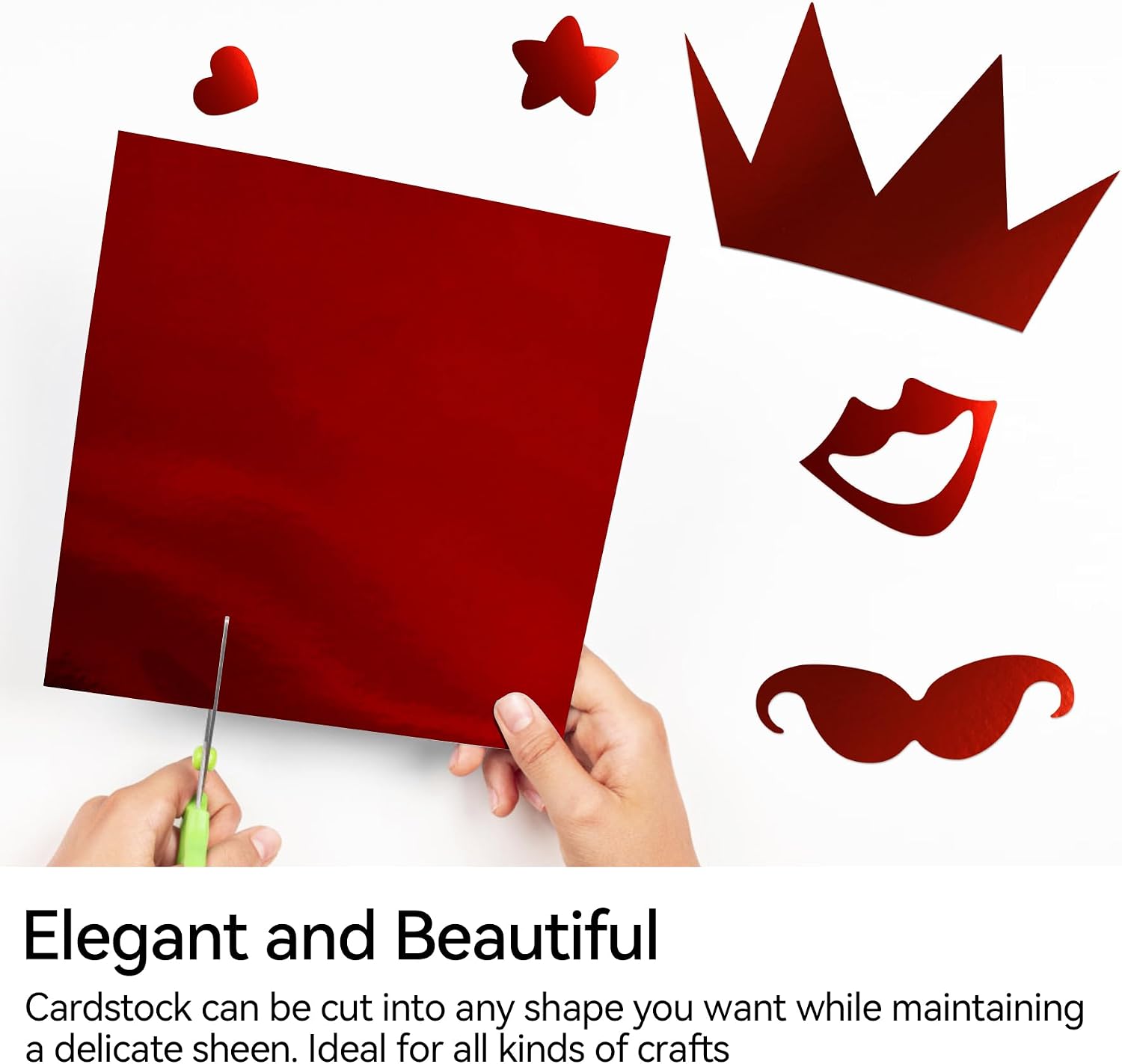 30 Sheets Metallic Red Cardstock Paper - A4 Size (250gsm), Mirror Finish Gold Foil Board for Crafting, Invitations, and Decorations - Die Cut and Plotter Compatible