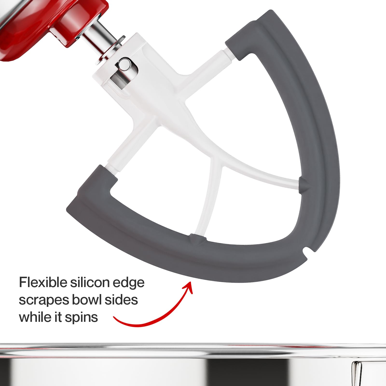 Sbattitore con Bordo Flessibile per KitchenAid 4,5-5 Quart, Accessori per KitchenAid Sbattitore a Pale Piatte con Raschiatore, Lavabile in Lavastoviglie