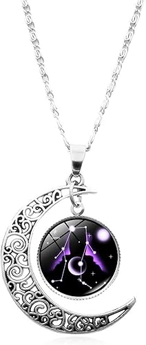 Collares para mujer con colgante de 12 constelaciones, joyería de moda, media luna, signo del zodiaco, astrología, horóscopo, collar, regalo para