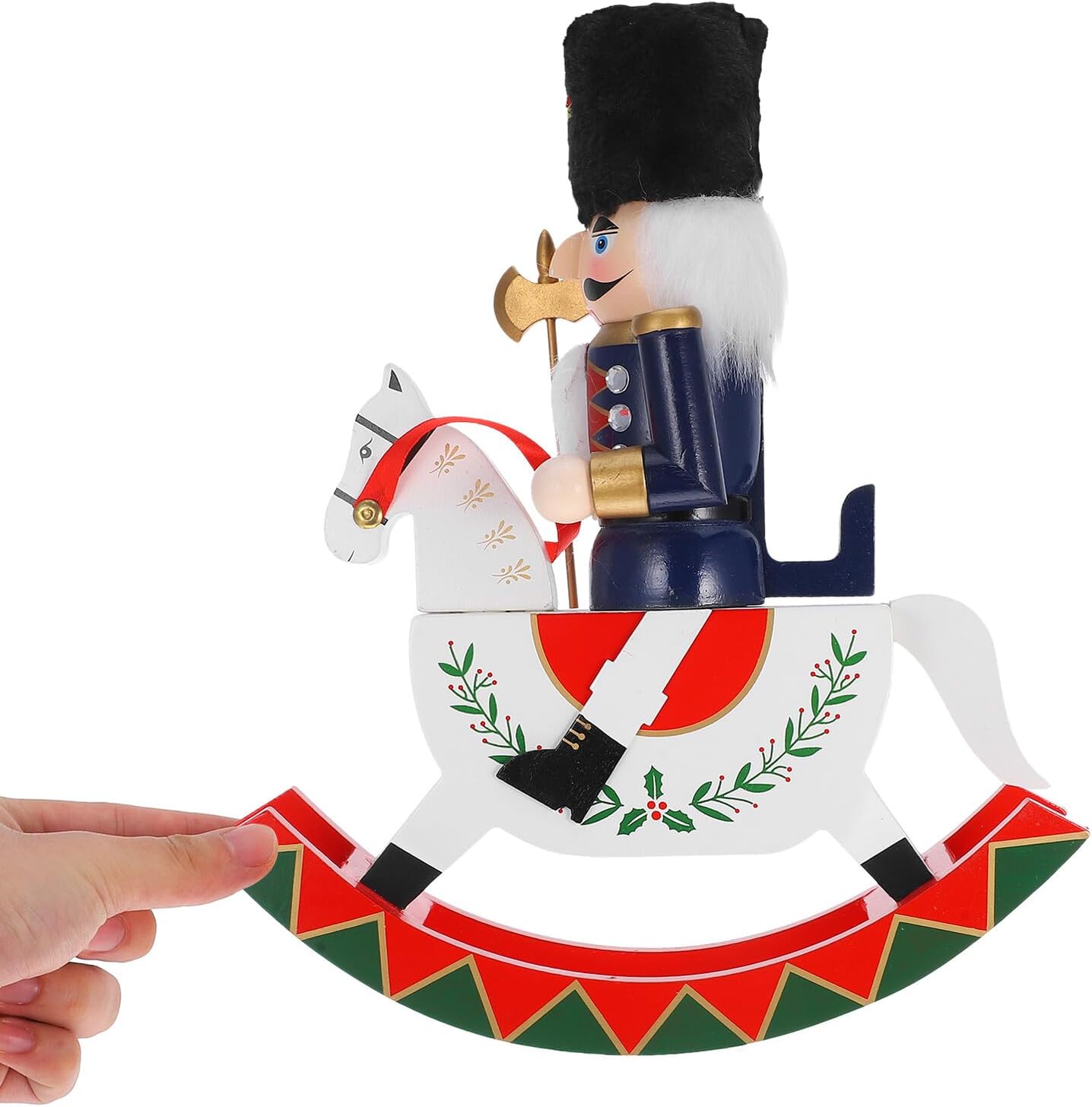 Wooden Christmas Nutcracker Horse Figurine Traditional Holiday Table Decor Festive Desktop Ornament for Seasonal Home Decoration