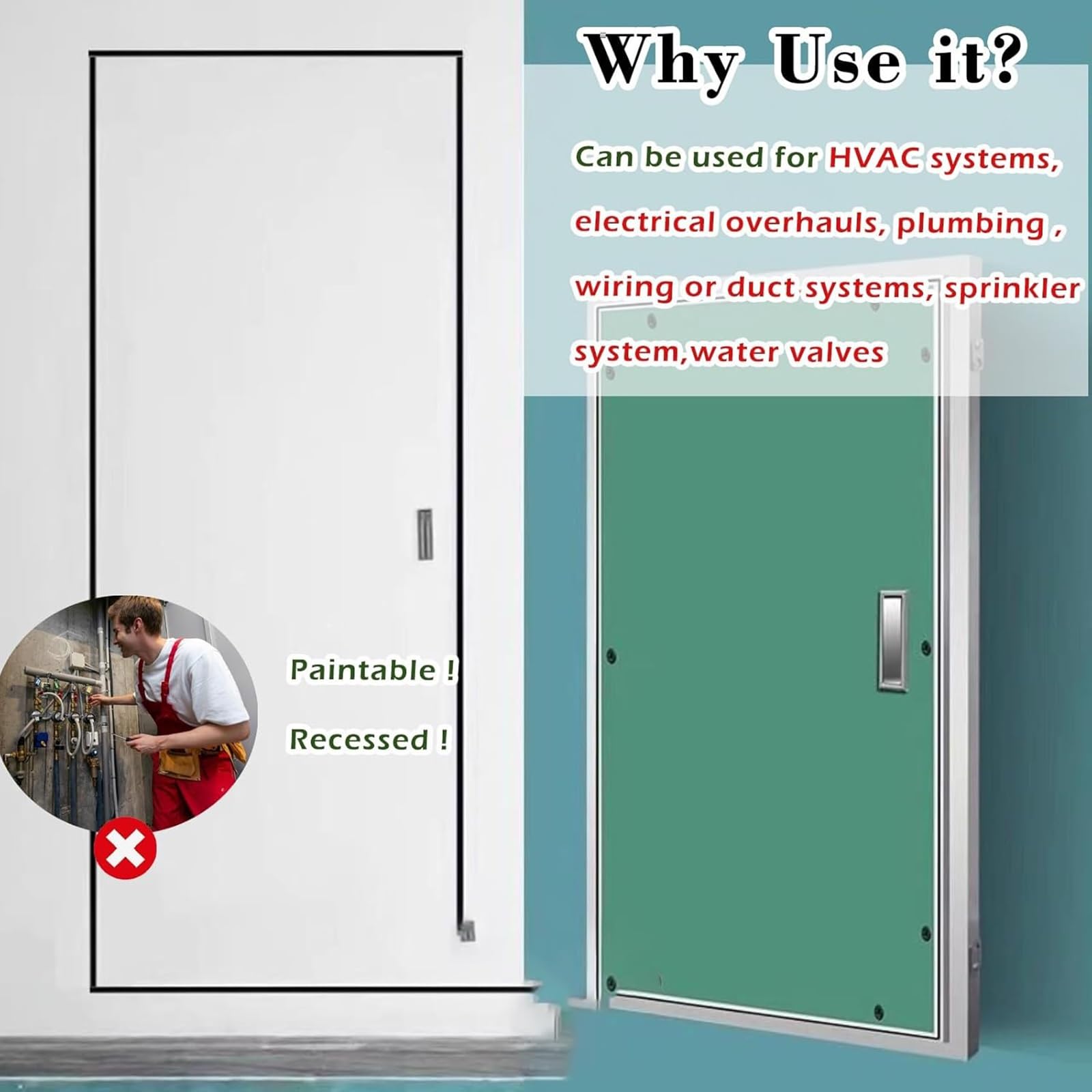 Genérico Panel de Acceso Empotrado para Paneles de Yeso - Puerta de inspección a Medida para Placas de Yeso Laminado de 55,9 x 45,7 cm (22 x 18 Pulgadas), Ideal para Acceso de Servicio en viviendas y