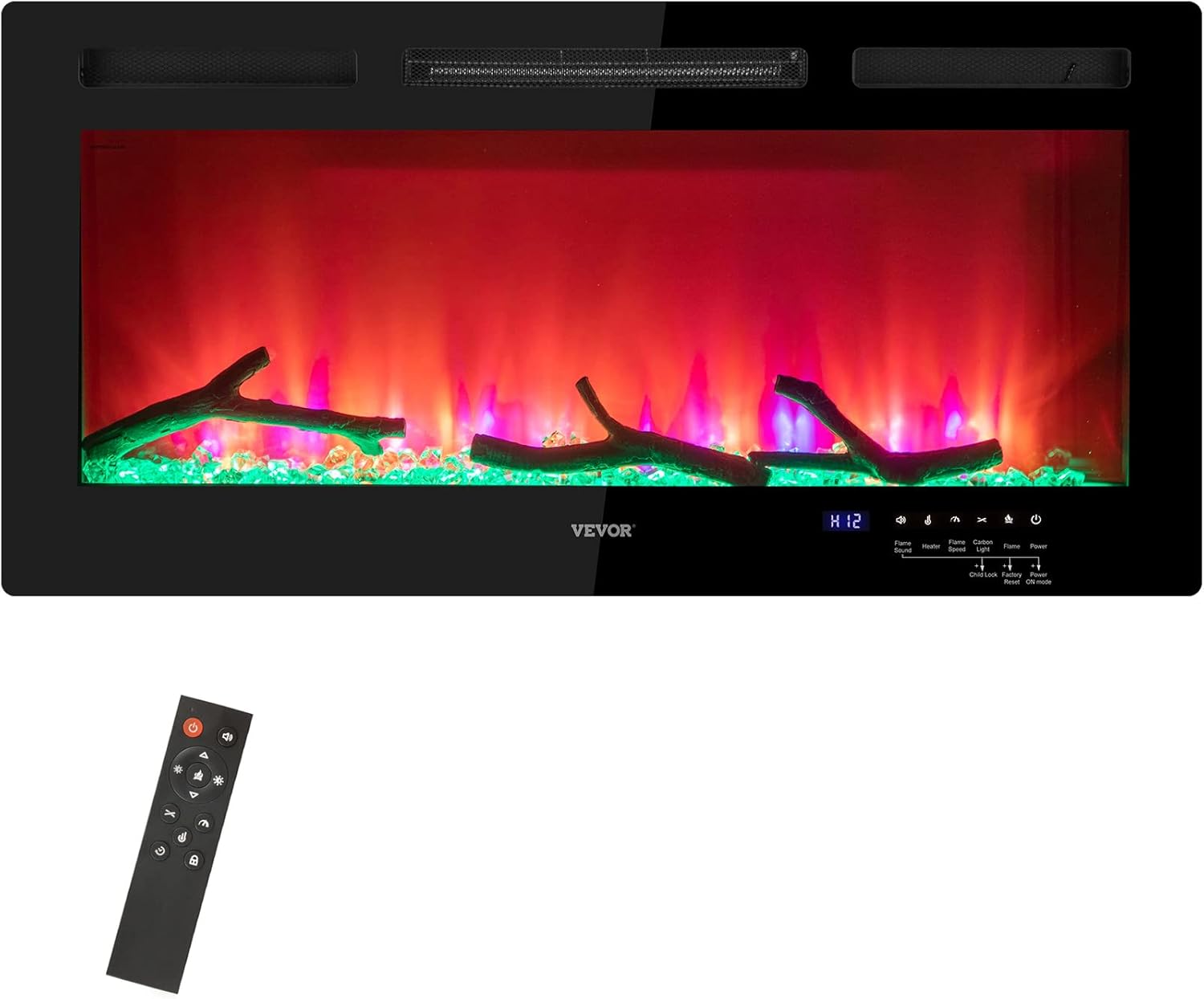 VEVOR Electric Fireplace, 36inch Wall Mounted and Recessed Fireplace