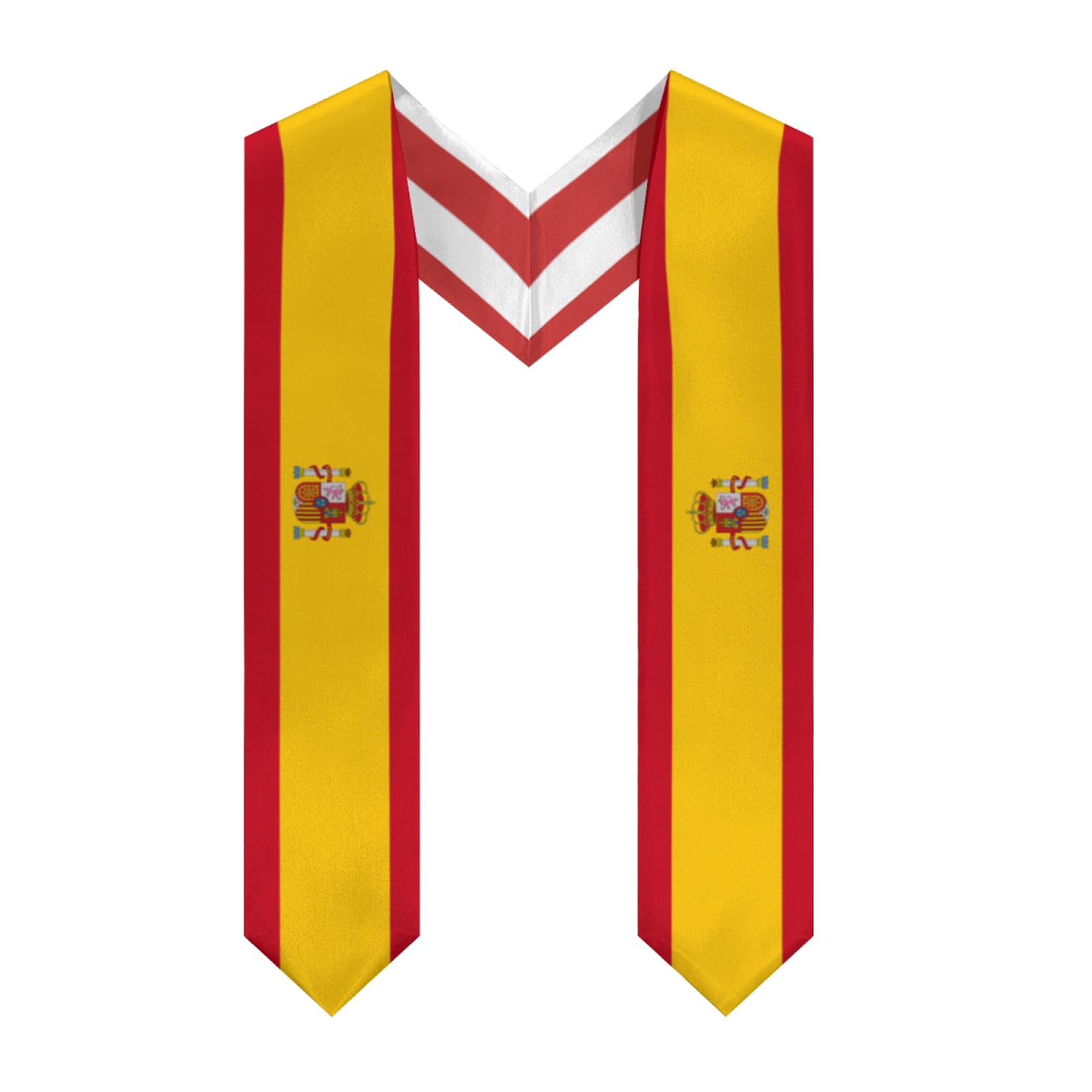 Spain Spanish Flag Graduation Stole Sash Shawl for Men Women Thickened V-Neck Scarf Double-sided for International Students Teachers Study Aboard Graduate Gift 72 inches Unisex