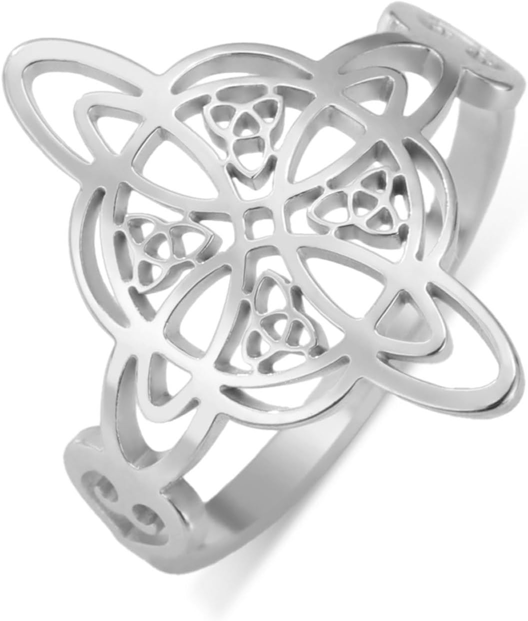 TEAMER Witches Knot Ring - Stainless Steel Celtic Amulet Vintage Knot Ring Wicca Protection Jewelry For Women