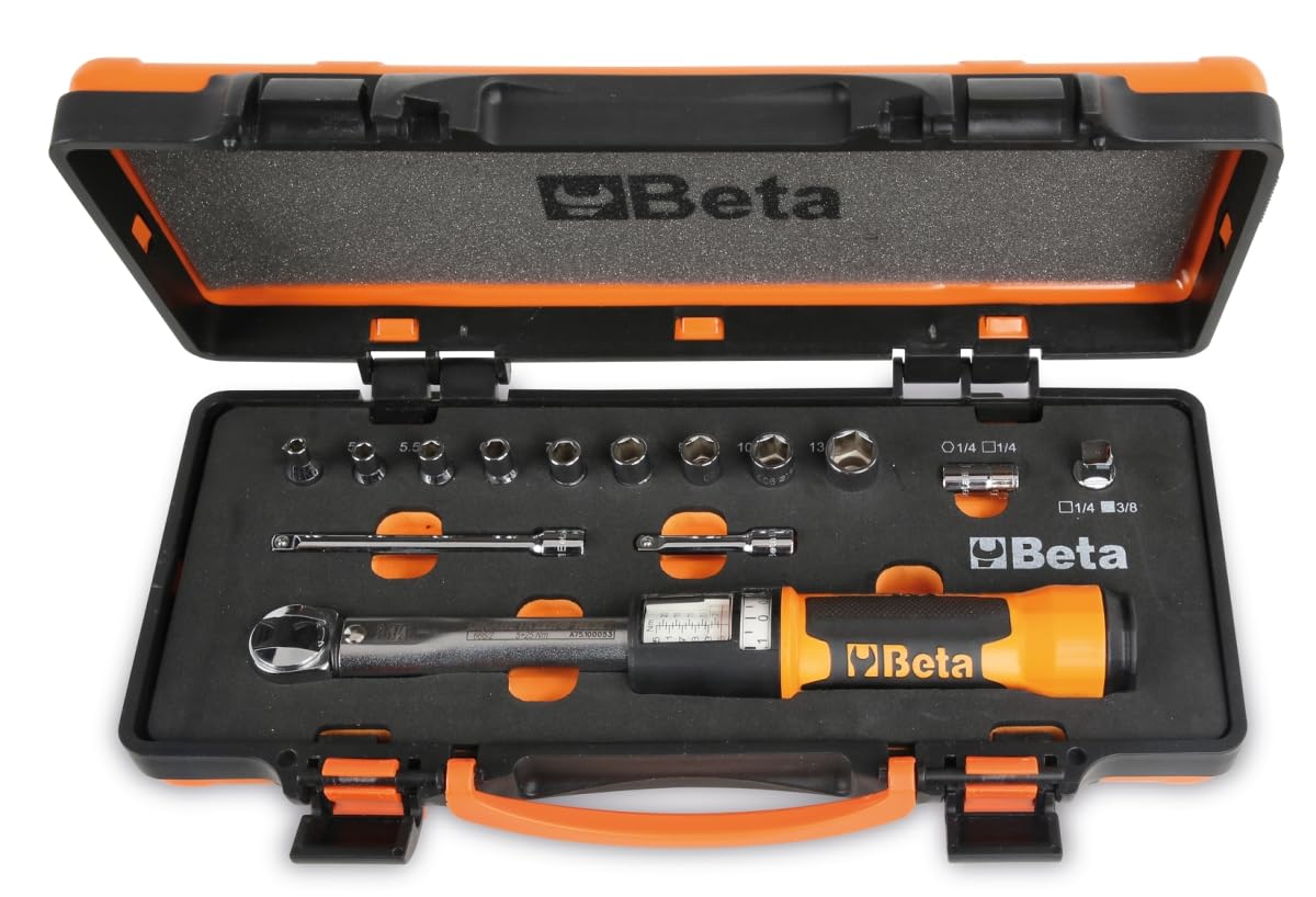 Beta 666/C2 - Chiave dinamometrica a scatto Zero-Reset 5–25 Nm, quadro 1/4” in cassetta con bussole e prolunghe