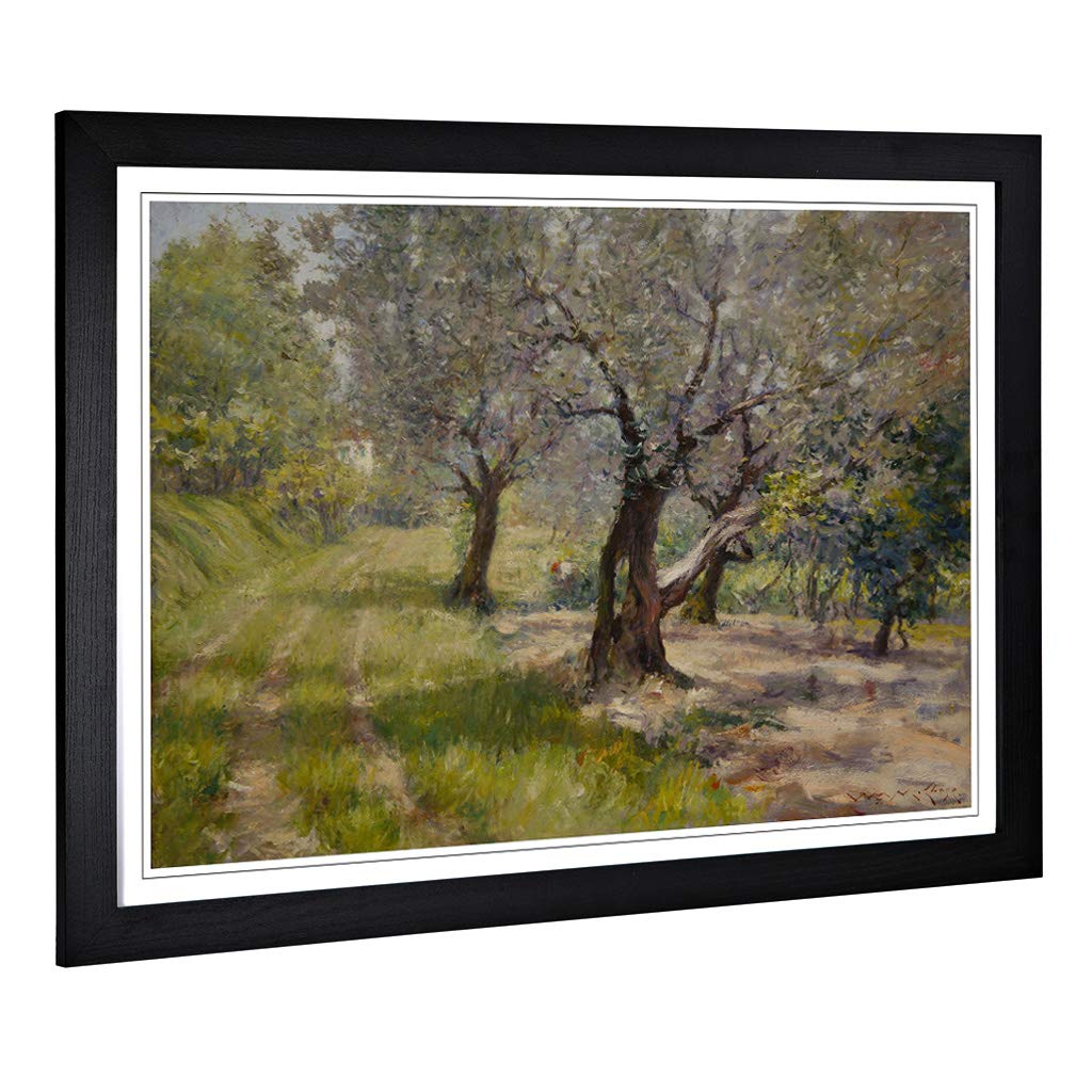 Big Box Art Framed Print of William Merritt Chase The Olive Grove Design | Wall Art Picture | Home Decor for Kitchen, Living Room, Bedroom, Hallway, Black, A2 / 24.5x18 Inch / 62x45cm