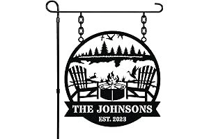 Happy Camper Outdoor Sign: Unique Custom Hanging Metal Camp Sign for Indoor...