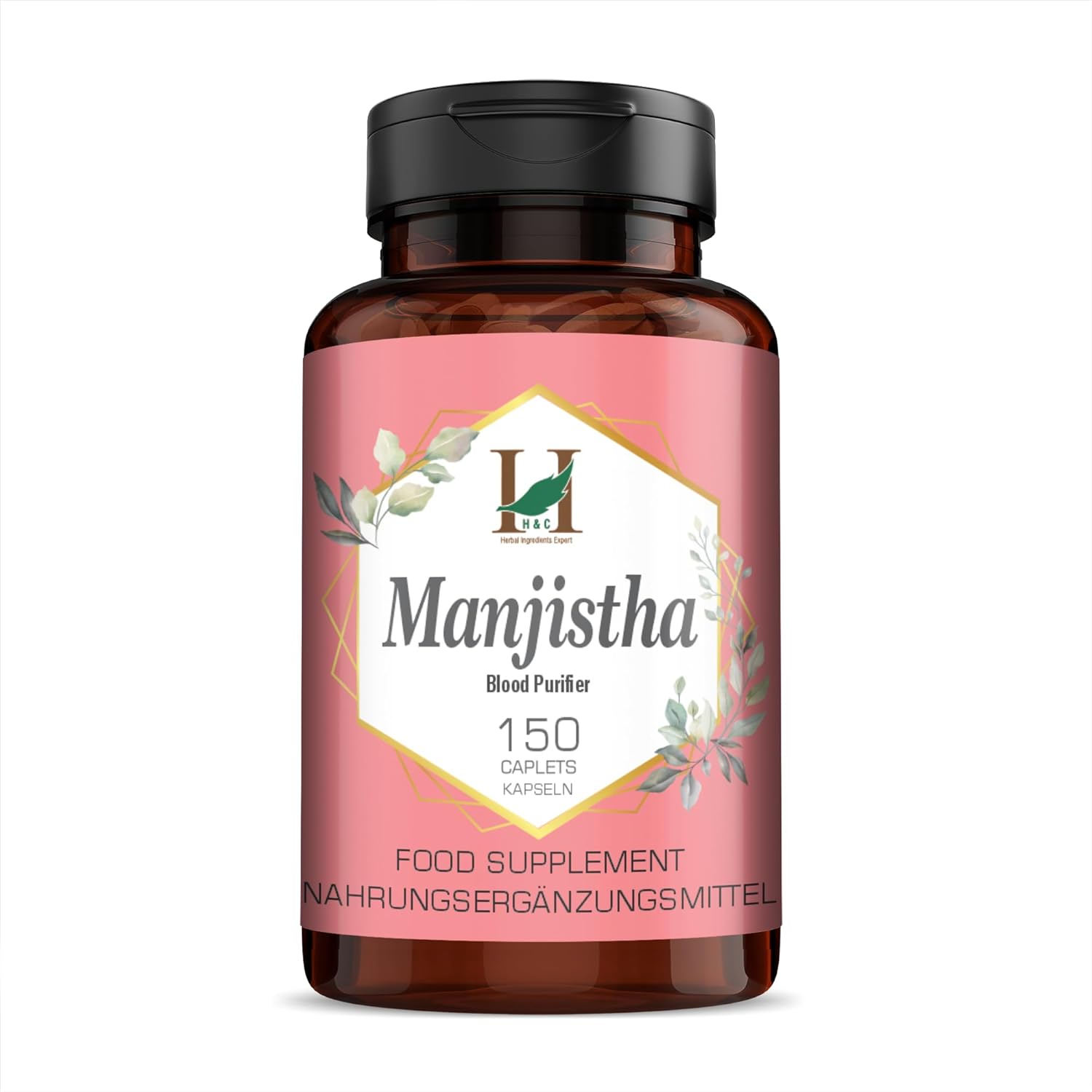 H&C Manjistha Caplets/Tablets (Rubia Cordifolia) – 750mg, 120 Counts | Natural Blood Cleanser