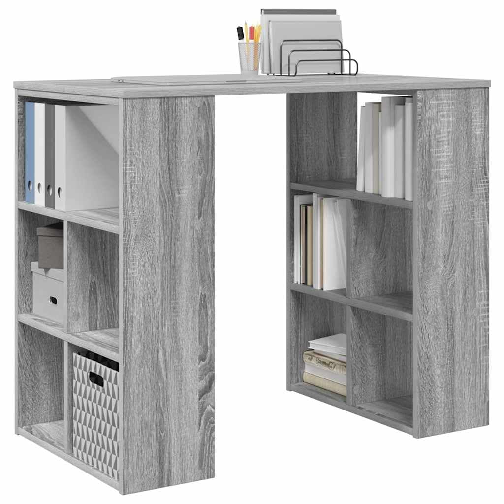 Moderner Schreibtisch mit Arbeitsplatz Sonoma 90 x 50 x 75 cm Holzwerkstoff und integrierten Regalen für Büroorganisation