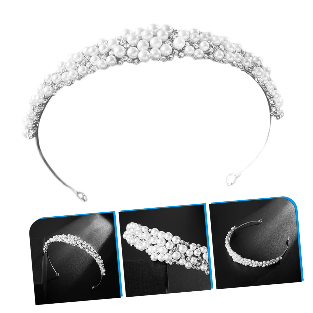 Healeved 4piezas Diadema De Perlas Imitación Para Novia Brillantes Accesorio De Boda Elegante y Atractivo Para Fiestas y Celebraciones