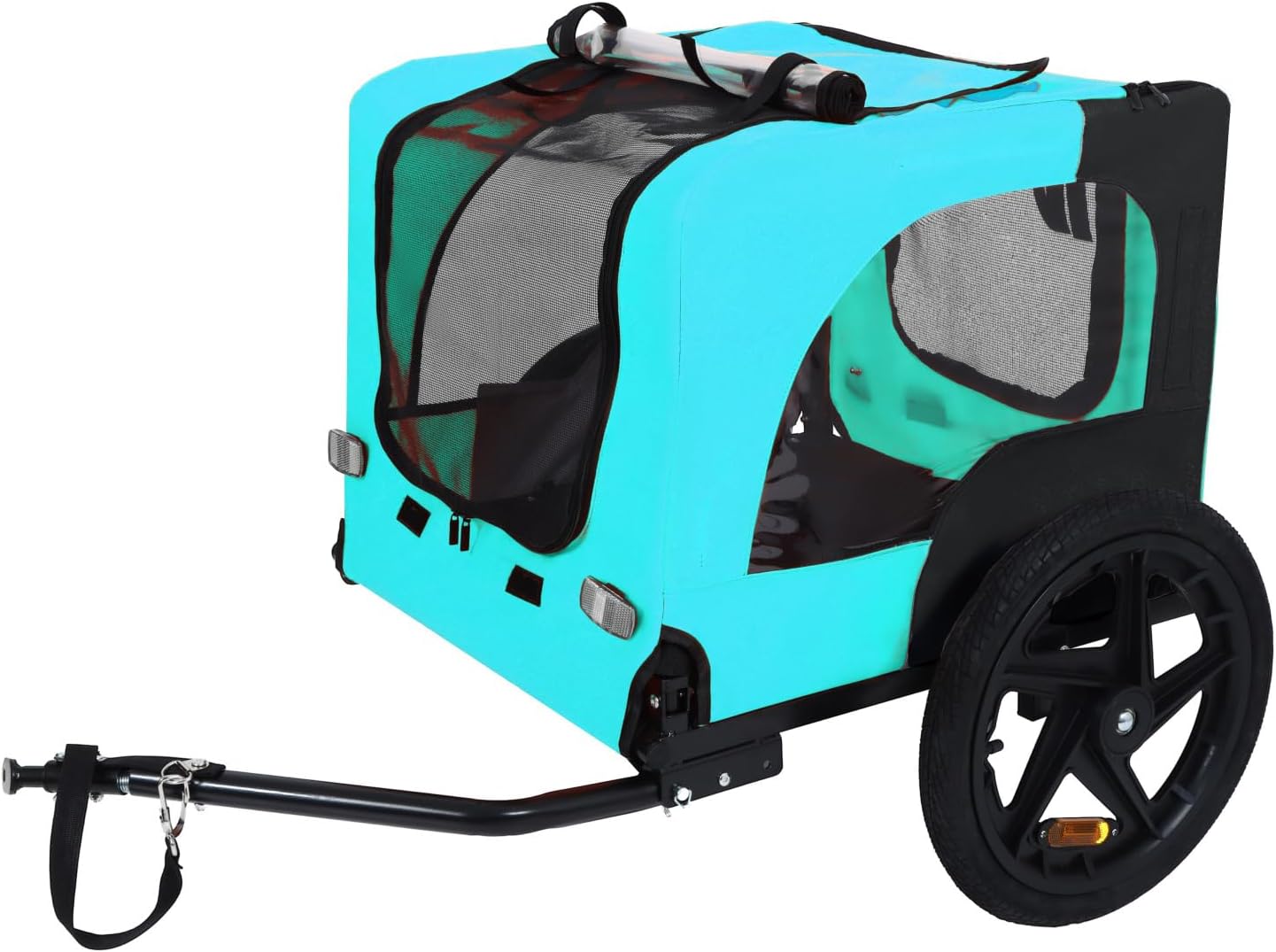 Pet Bike Trailer Dog Cart for Small and Medium Pets Metal Light Blue Stable Structure Outdoor Nature Trips Weather-Resistant