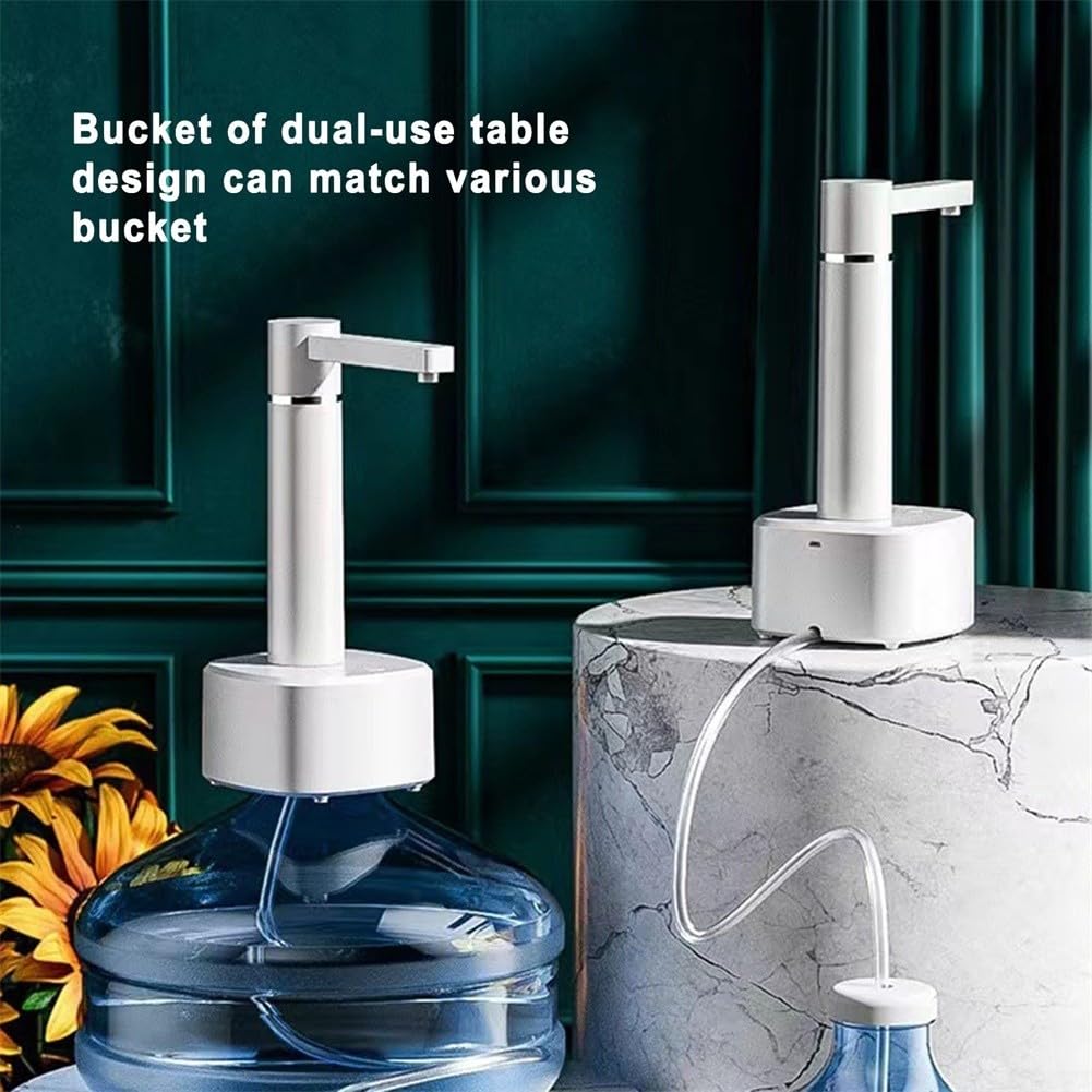 Dispensador de agua eléctrico portátil con ajustes ajustables, para uso doméstico y de oficina (blanco)