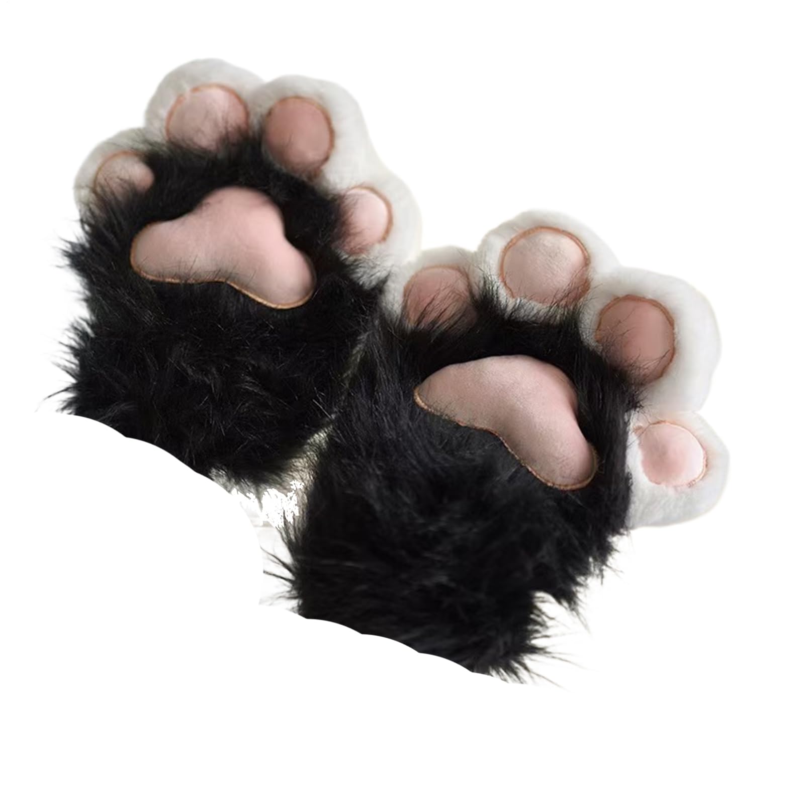 Cat Paw Gloves - Cartoon Furry Paw Gloves | 25x20cm Funny Plush Hand Accessories, Soft Animal Kitten Paws Mitten Set For Adults Kids Boys Girls, Winter Outdoor Cosplay Costume Warmwear