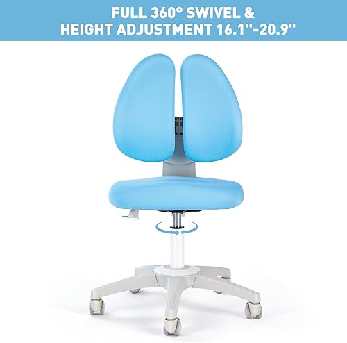 Miniatura 9 de COSVALVE Silla de escritorio para niños, silla de estudio ergonómica con altura ajustable y profundidad del asiento, silla de estudio y oficina en