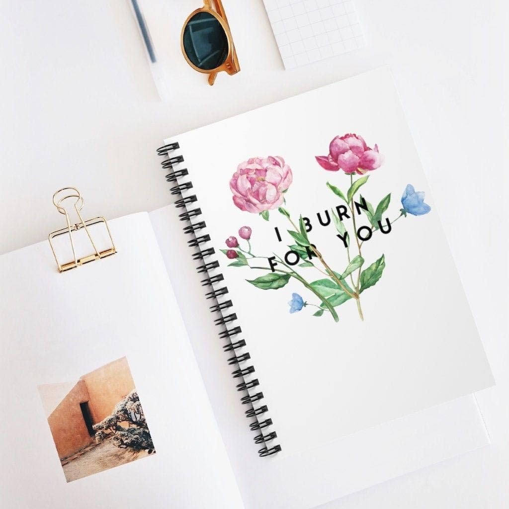 CRAFT MANIACS Bridge Ton Burn For You Floral A5 Sized 120 Ruled Pages Matt Laminated Notebook Free personalised Bookmark with every order