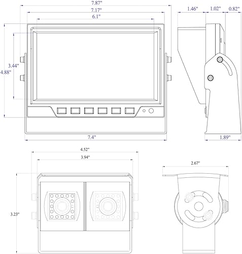 Miniatura 8 de AHD 1080P Sistema de cámara de doble lente de respaldo de visión trasera inversa de 7 pulgadas, apunta cada lente en una dirección diferente, IR,