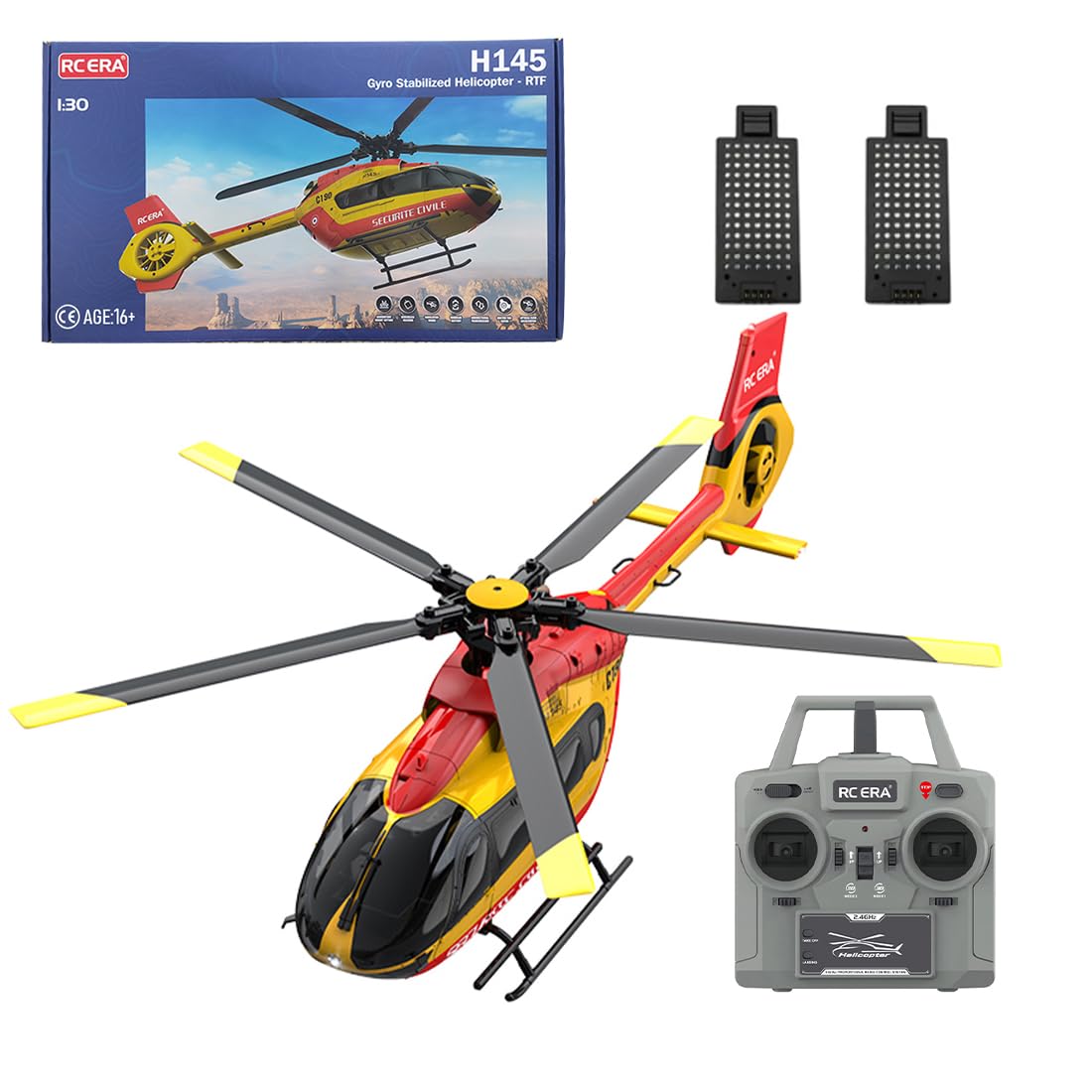 TENIREALX RC ERA C190 RC Helicopter for Adults & Beginners, 1/30 Scale 6CH Single-Rotor Flying Aircraft with 6 axis Gyro, Dual Brushless Motors & Optical Flow Positioning- RTF / 2 Battery