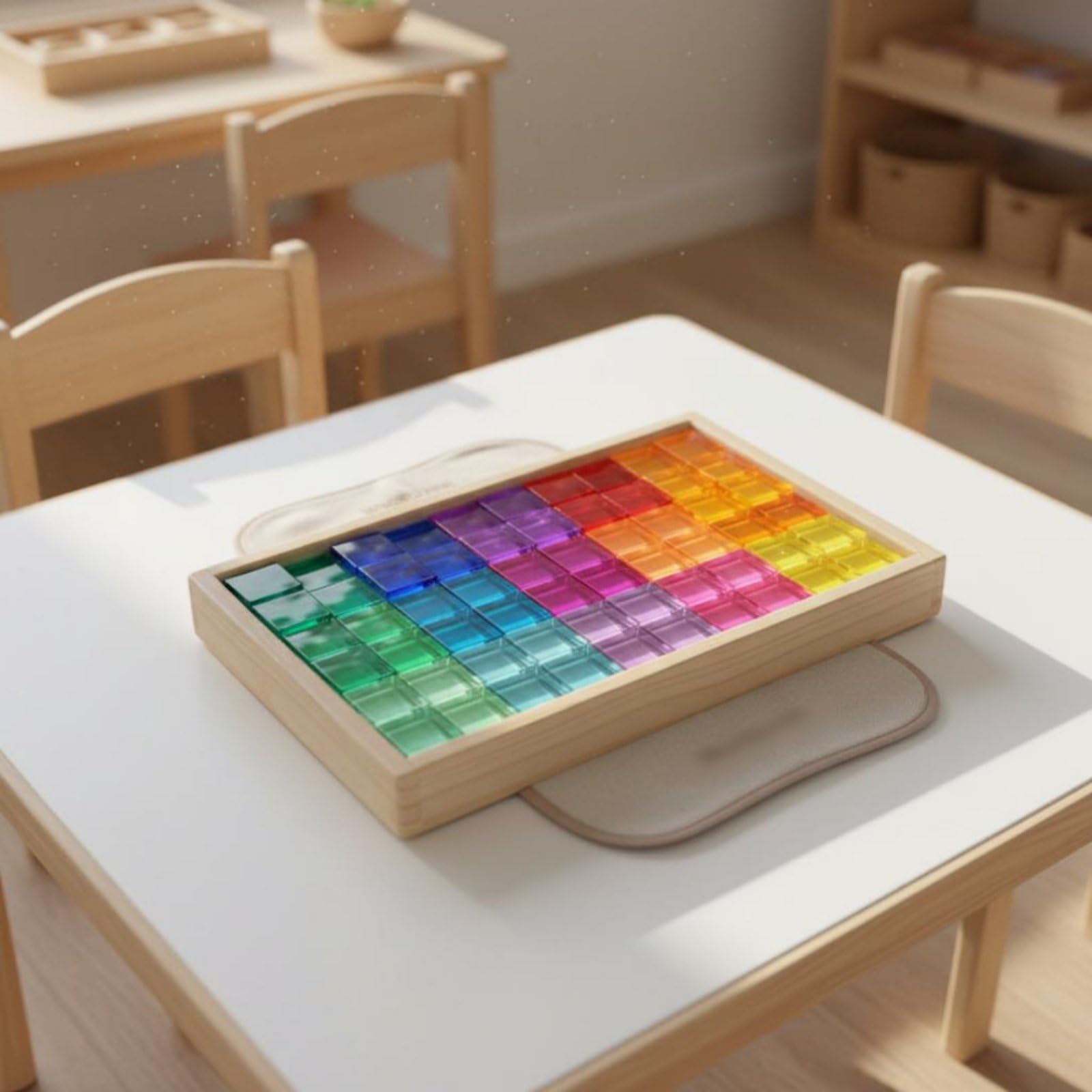 Children Sensory Blocks Set Didattico con Blocchi Sensoriali Tavola Cromatica Pannello Trasparente Gioco di Confronti in Acrilico E Legno Adatto a