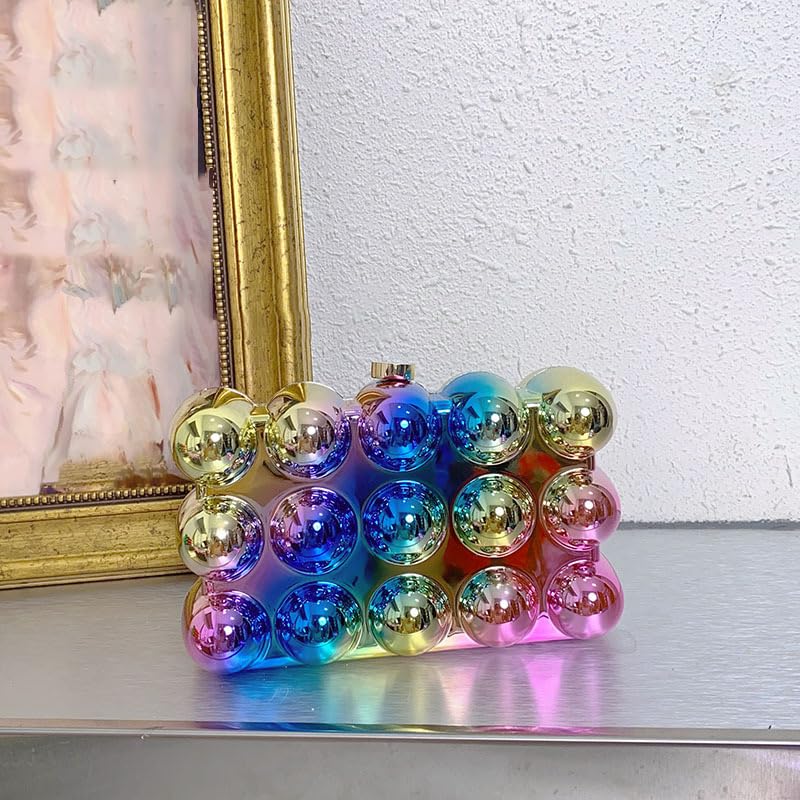 Women Bubble Acrylic Evening Clutch Bag Luxury Shinny Glitter Metallic Color Chic Crossbody Purse Wedding Prom Handbag3