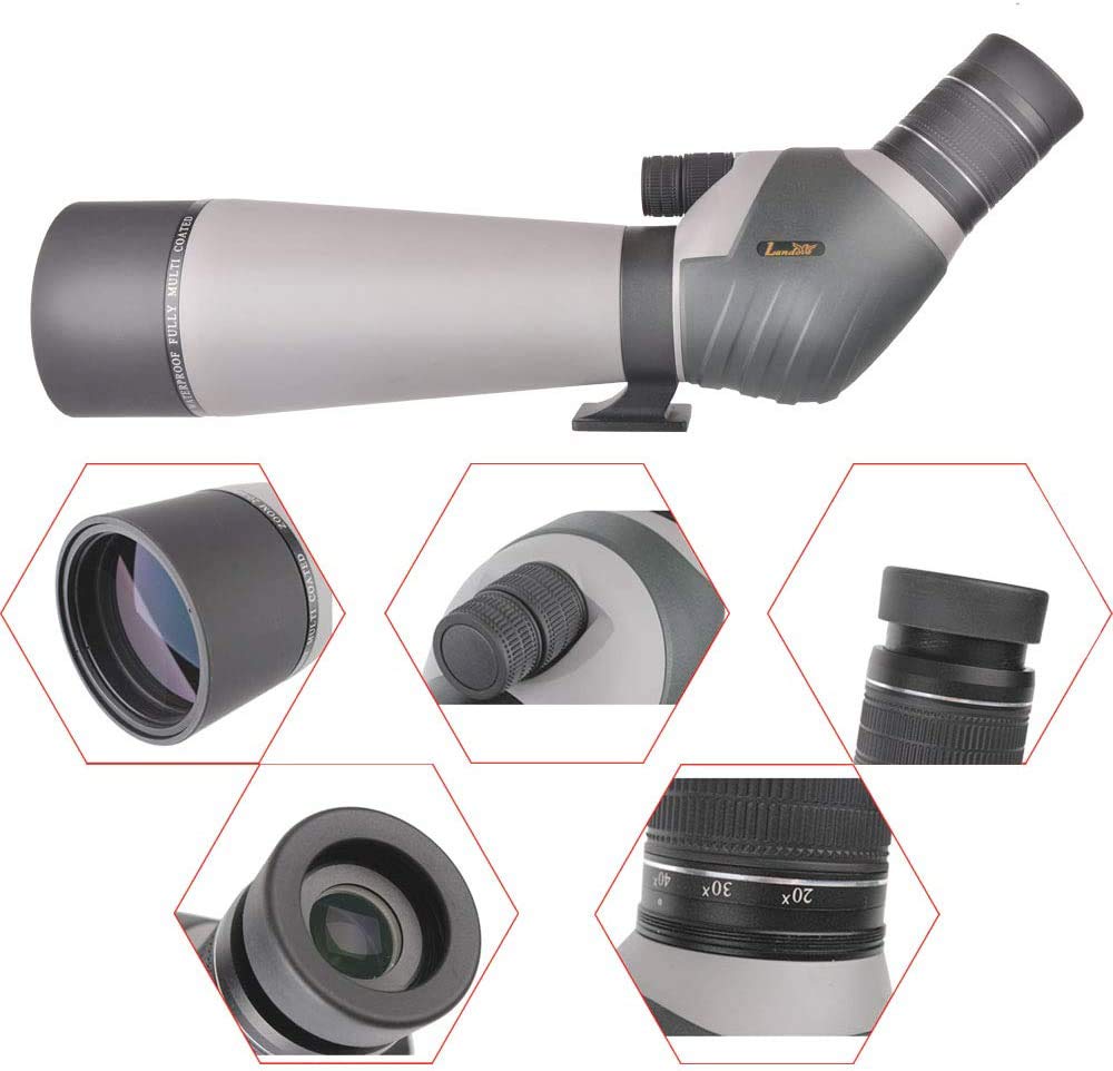 Landove Telescopio impermeable para observación de aves, tiro con arco, actividades al aire libre, con trípode y adaptador de Digiscoping, obtén la belleza en la pantalla