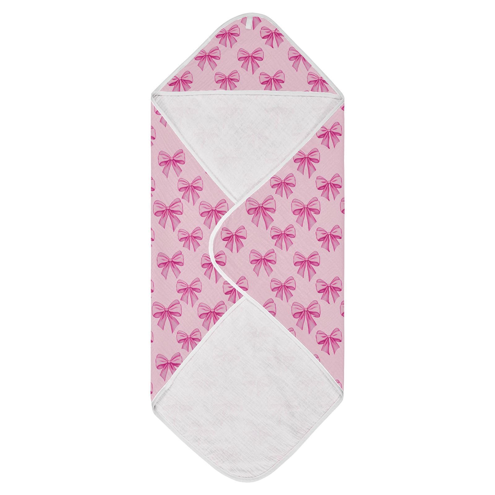 Msyxl Pink Bows Hooded Towel - Ultra Soft & Absorbent Muslin Cotton Bath Towel for Babies, Toddlers, Newborn - Boys & Girls Essential 30