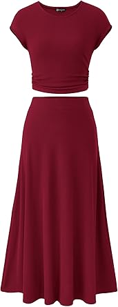 PRETTYGARDEN Two Piece Skirt Set for Women 2025 Summer Spring Dressy Casual Knit Travel Vacation Matching Lounge Outfits