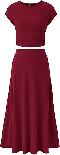 PRETTYGARDEN Two Piece Skirt Set for Women 2025 Summer Spring Dressy Casual Knit Travel Vacation Matching Lounge Outfits
